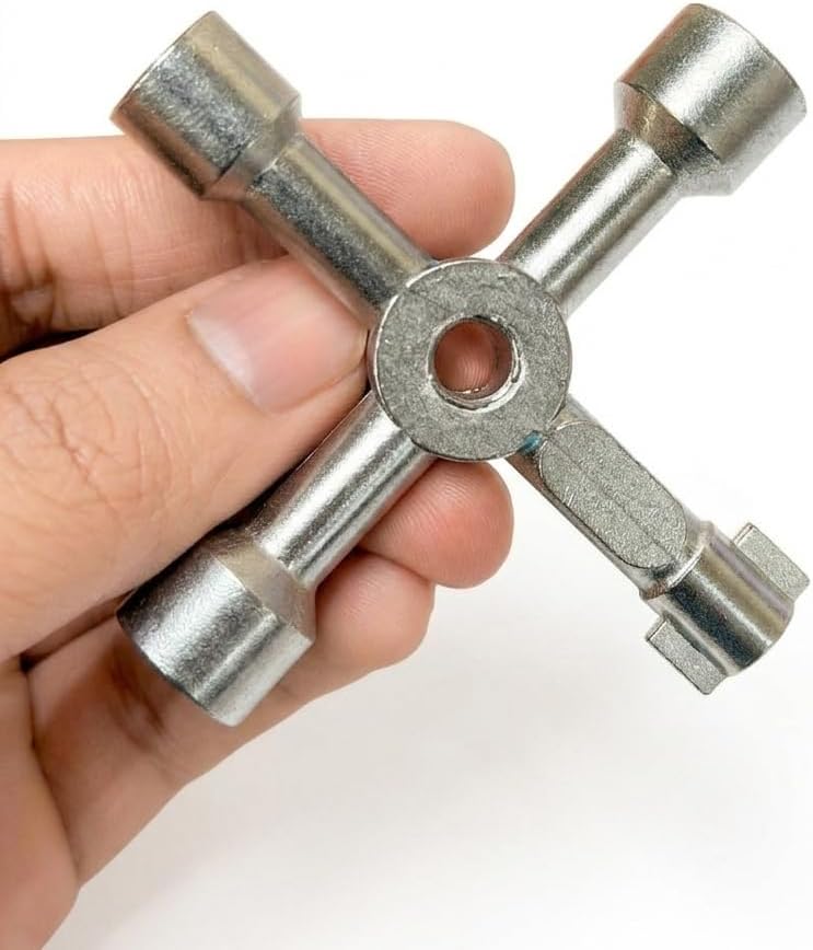 Biella™ Multi-Function 4-Way Utility Cross Key Wrench - Plumbing Wrench for Gas Electric Meter Cabinets Bleed Radiators - Image 5