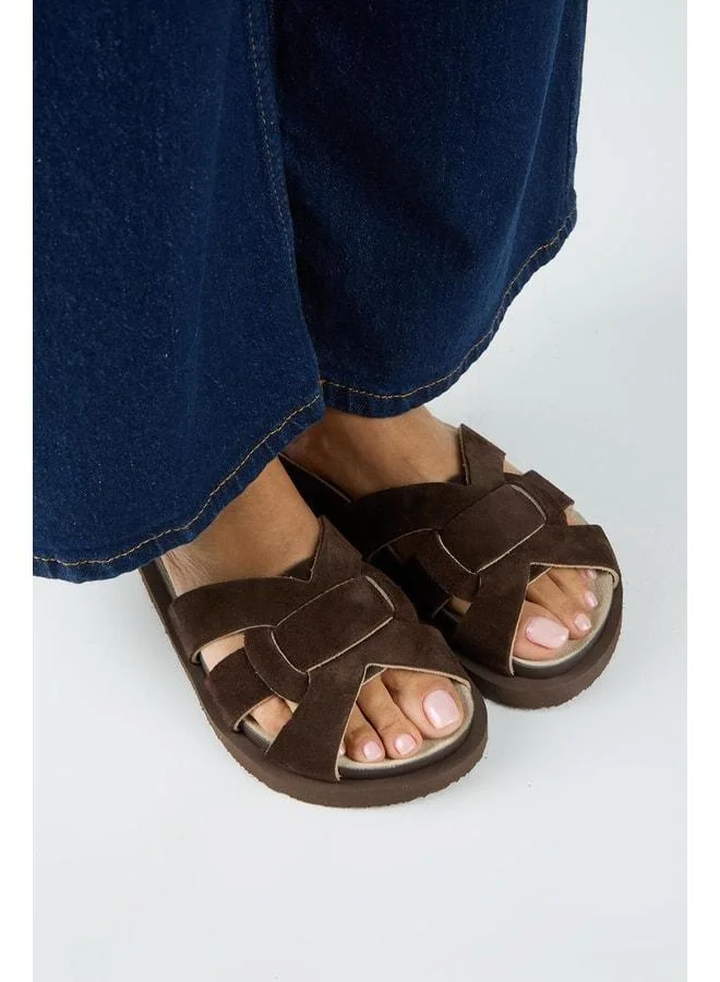 Manijero  Bartolo Women's Genuine Leather Caged Brown Slippers. for Women | Best Price UAE