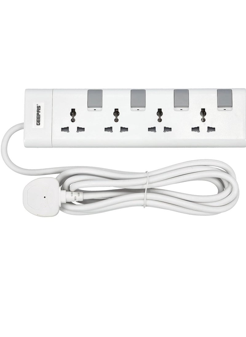 BGM 3-Way Extension Socket 13A - Child Safe, Extra Long Cord, Over Current Protected | Ideal for All Electronic Devices, White  - Image 1
