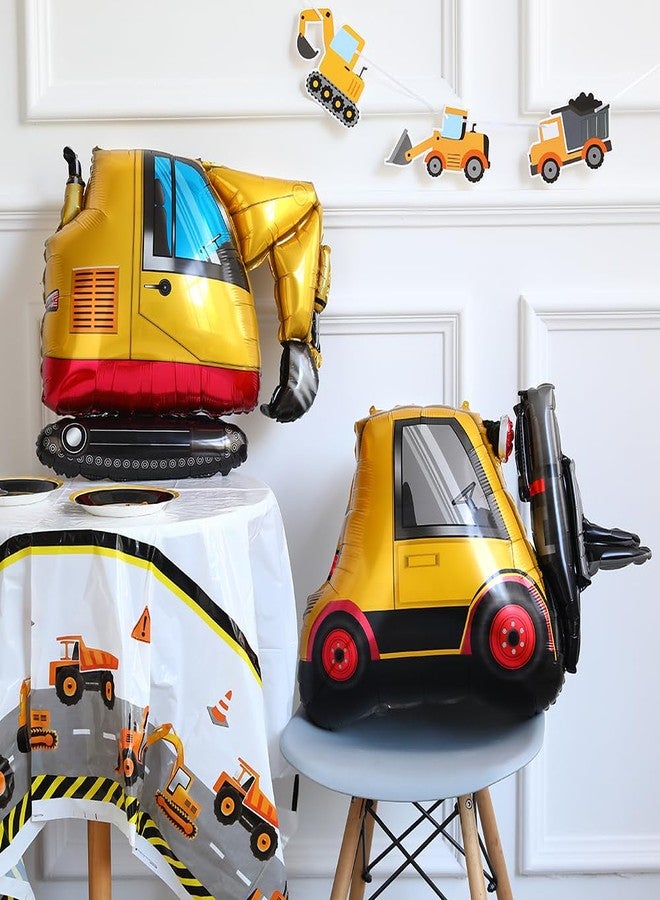 GIHOO Construction Birthday Party Supplies 147pcs Construction Balloon Arch Garland Kit, Orange Black Excavator Dump Truck Hammer Drill Foil Mylar Balloon for Construction Theme Birthday Party Decorations - Image 3