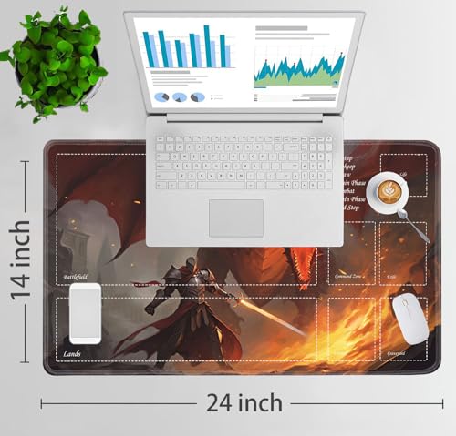 JVGFYNKL for TCG Playmat Playmat with Zones 24x14 in NonSlip Rubber for MTG Playmat with Drawstring Travel Pouch and 6 Dice Dragon 2 for MTG Mat Card Game Playmats - Image 5