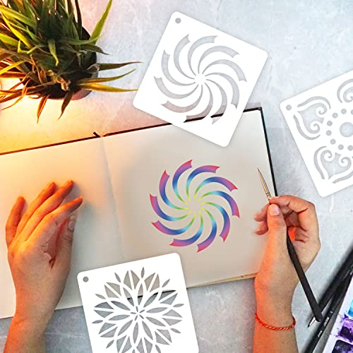 eageus 64 Pieces Stencils for Painting, Small Reusable Mandala Dot Stencil, Art Craft Template for Painting on Wood, Wall, Fabric, Rock, Chalkboard, Sign, DIY Art Scrapbook Projects(Mandala) - Image 4