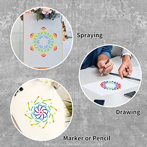 eageus 64 Pieces Stencils for Painting, Small Reusable Mandala Dot Stencil, Art Craft Template for Painting on Wood, Wall, Fabric, Rock, Chalkboard, Sign, DIY Art Scrapbook Projects(Mandala) - Image 3
