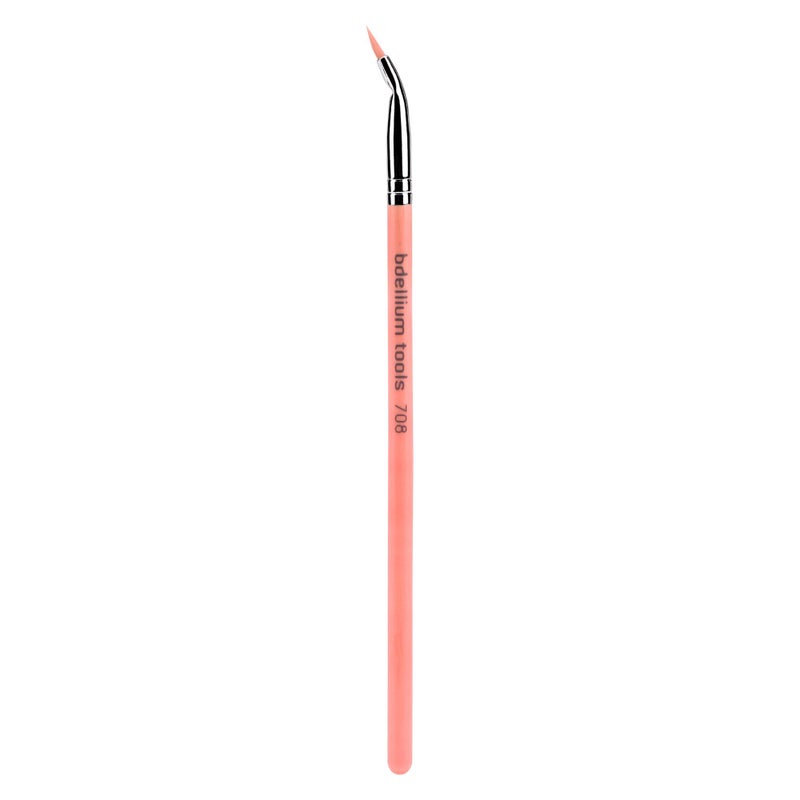 Bdellium Tools Professional Makeup Brush - Pink Bambu Series 708 Bent Eyeliner - With Soft Synthetic Fibers, For Smooth Application (Pink, 1pc) - Image 1