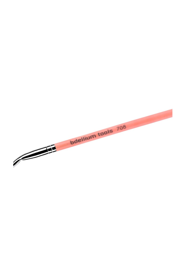 Bdellium Tools Bdellium Tools Professional Makeup Brush - Pink Bambu Series 708 Bent Eyeliner - With Soft Synthetic Fibers, For Smooth Application (Pink, 1pc)  - Image 2