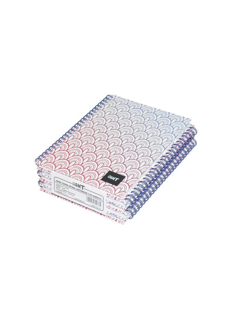 FIS Light 5-Piece Spiral Hard Cover Notebook, Single Ruled, (100 Sheets), A5 Size - LINBSA51610 - Image 1