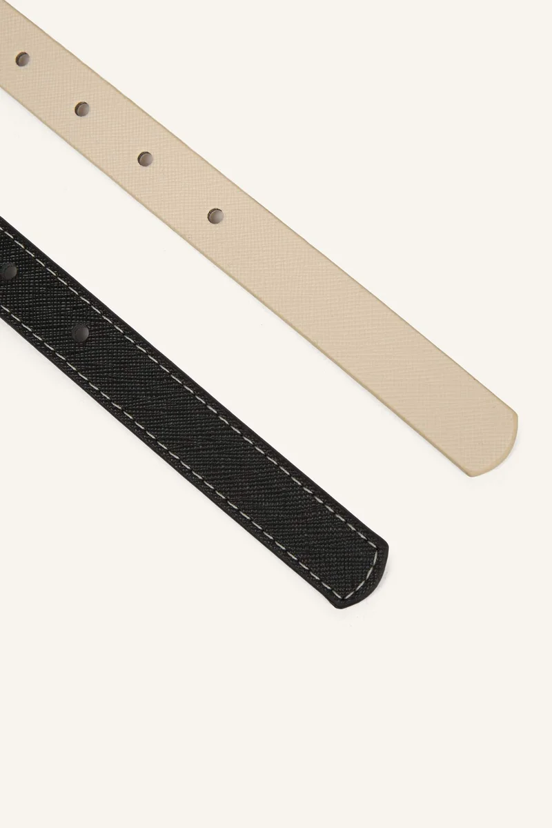 Defacto  Woman Rectangular Buckle 2 Piece Faux Leather Belt Set for Women | Best Price UAE