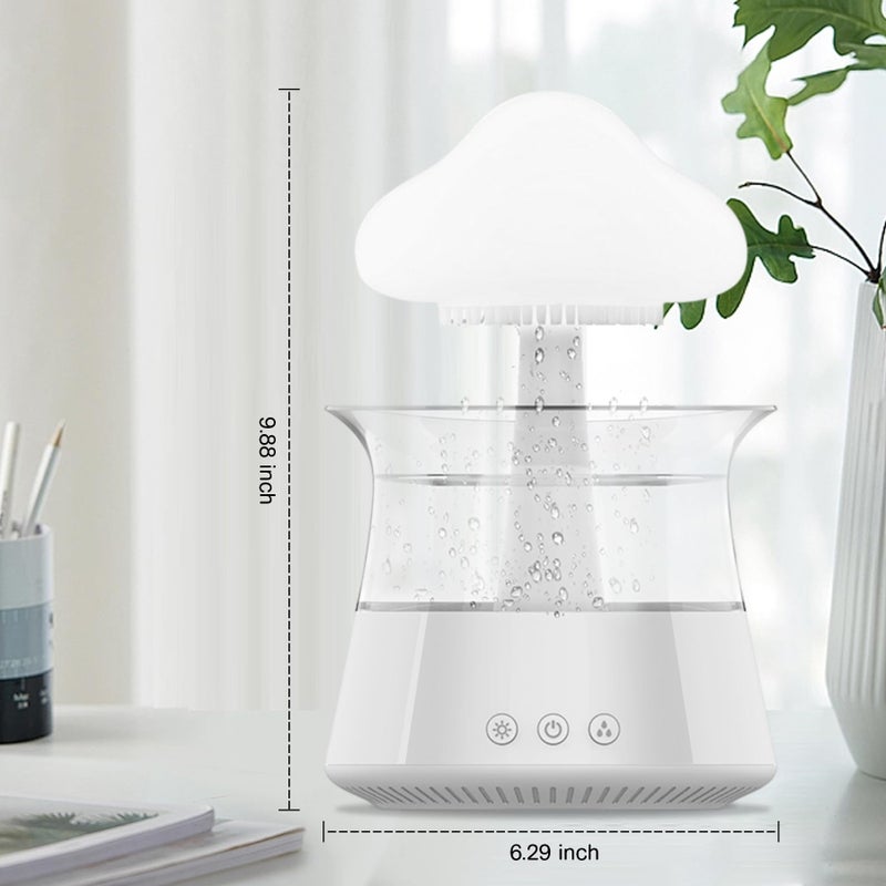 Rican Rain Cloud Humidifier Water Drip - Mushroom Aroma Diffuser, Essential Oil Diffusers, 300ml White Noise Aromatherapy Diffusers with 7 Colors Cloud Lights for Home, Large Room, Office - White - Image 3