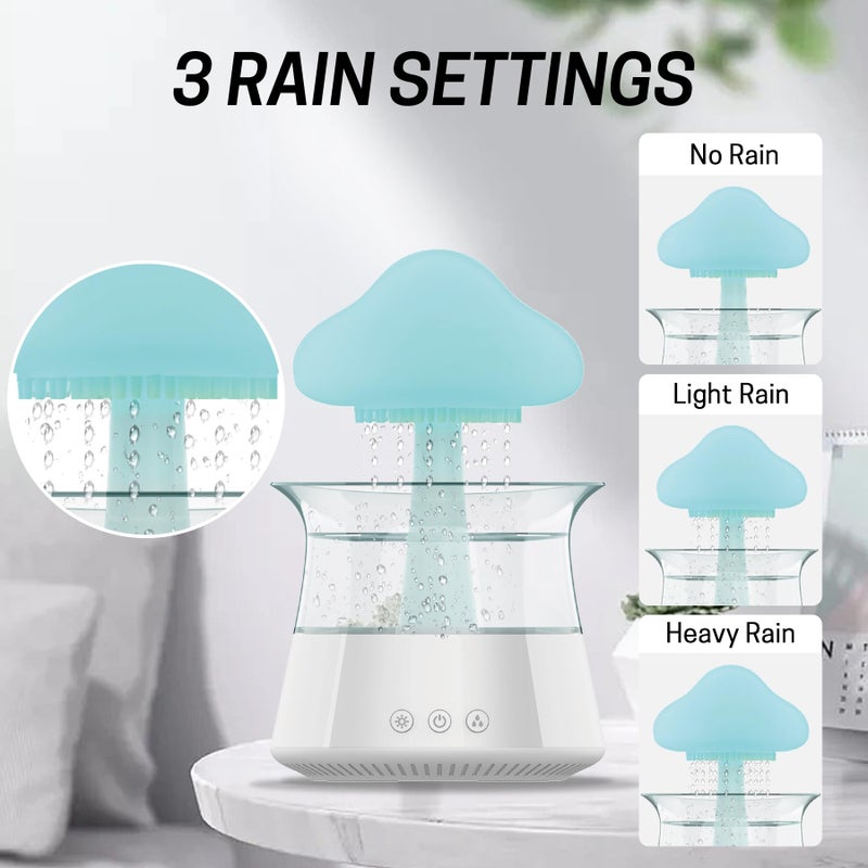 Rican Rain Cloud Humidifier Water Drip - Mushroom Aroma Diffuser, Essential Oil Diffusers, 300ml White Noise Aromatherapy Diffusers with 7 Colors Cloud Lights for Home, Large Room, Office - White - Image 5