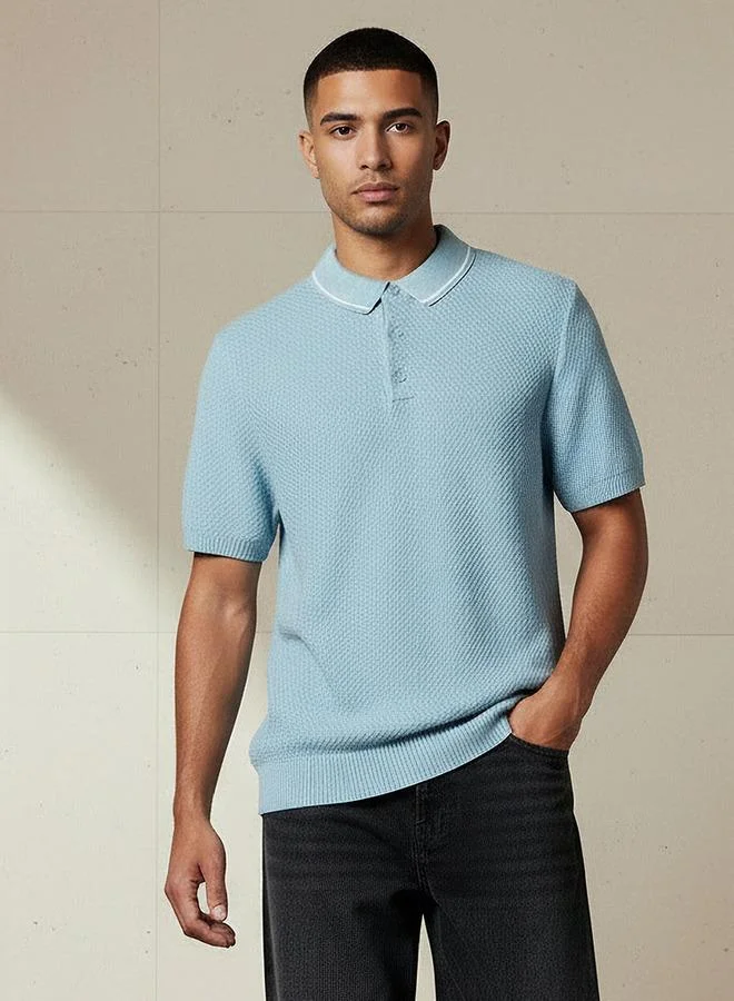 Iconic Iconic Men Short Sleeves Textured Polo T shirt