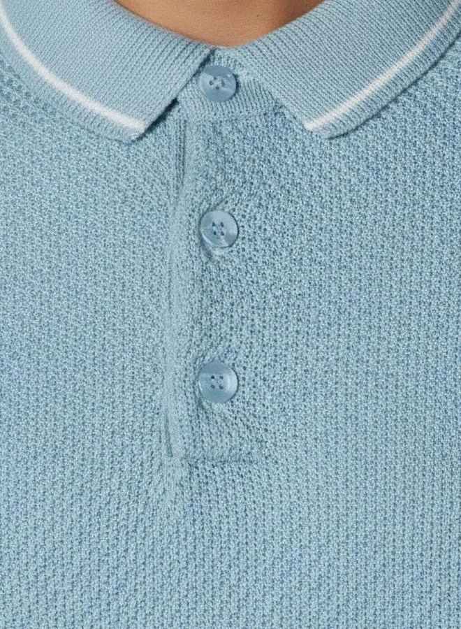 Iconic BLUE Iconic Men Short Sleeves Textured Polo T shirt for Men | Best Price UAE