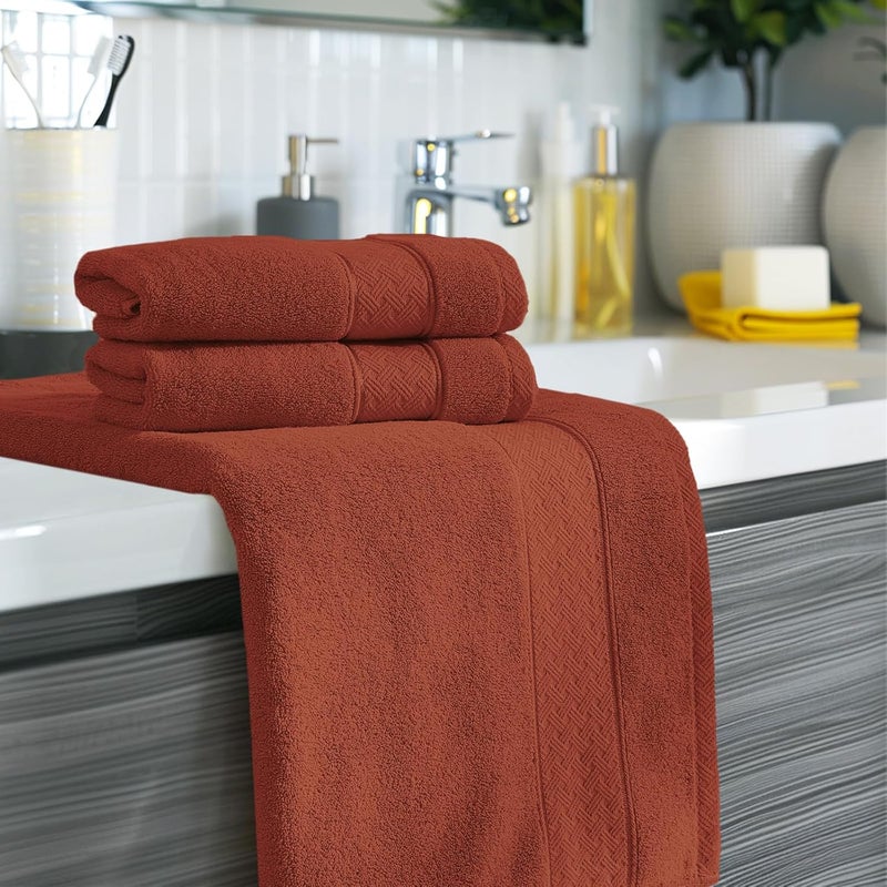 COZYART Burnt Orange Bath Towel Set 6 Piece, Luxury 100% Turkish Cotton 650GSM Hotel Quality, Soft, Absorbent, Towel Sets for Bathroom with 2 Bath Towels 2 Hand Towels 2 Washcloths - Image 3