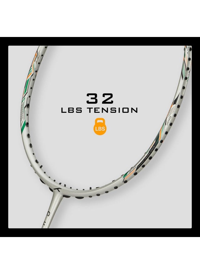 HUNDRED - HUNDRED Carbon Fibre Cult 73 Unstrung 6U Ultra Light Badminton Racket with Full Racket Cover (73G, Max Tension: 32 Lbs),Light Grey - Image 1