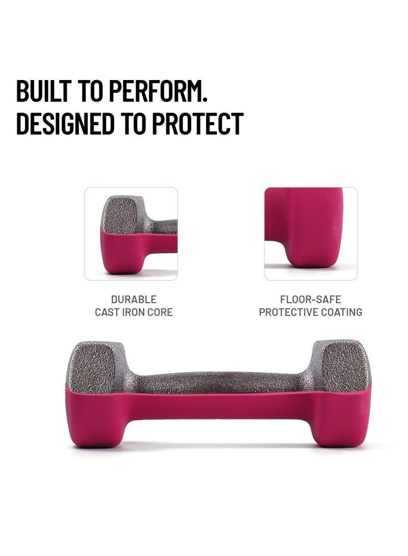 DEXO Neoprene Dumbbell Pair 1kg – Slip-Resistant Hexagonal Home Gym Hand Weights for Strength, Pilates, Aerobics & Rehabilitation - Image 2