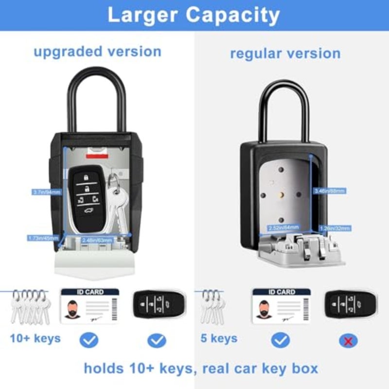 Key Lock Box for Outdoor, Wall Mount 10 Keys Lock Storage Safety, padlock Keypad Box with Code - Image 2