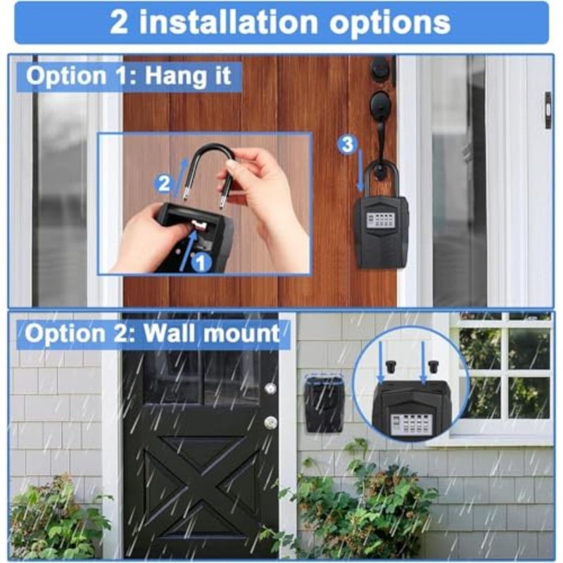 Key Lock Box for Outdoor, Wall Mount 10 Keys Lock Storage Safety, padlock Keypad Box with Code - Image 4