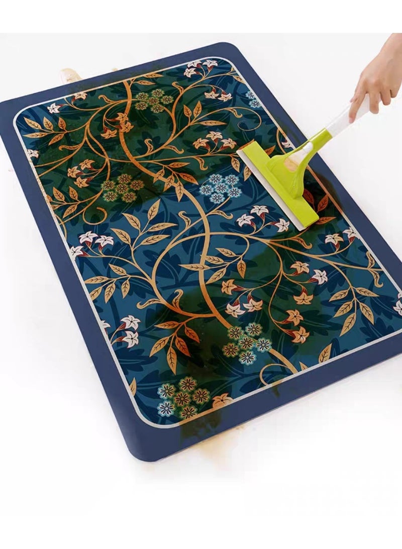 TAPIT Bath Mat Non-Slip Quick Drying Absorbent Bath Rug Vintage Floral Diatomaceous Earth Shower Mat Washable Bathroom Floor Mat for Tub Shower Bathroom (40x60cm Green Floral) - Image 5
