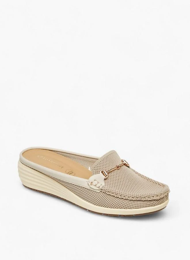 Le Confort Metal Accent Slip-On Mules with Wedge Heels