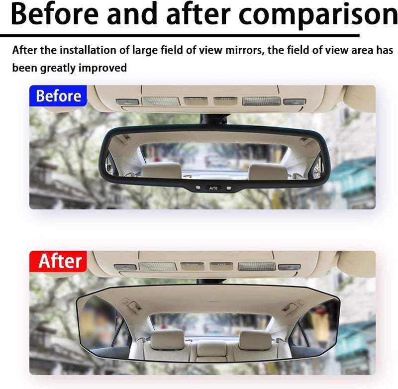 Azonee 12-Inch HD Panoramic Car Rear View Mirror - Anti-Glare Wide Angle Clip-On - Image 2