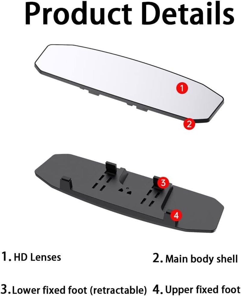 Azonee 12-Inch HD Panoramic Car Rear View Mirror - Anti-Glare Wide Angle Clip-On - Image 5