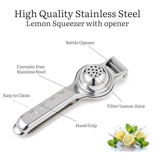 inKitch Stainless Steel Lemon Squeezer | Manual Lemon Crusher & Juice Extractor | Nimbu Presser with Comfortable Handle | Durable Kitchen Tool (Stainless Steel) - Image 3