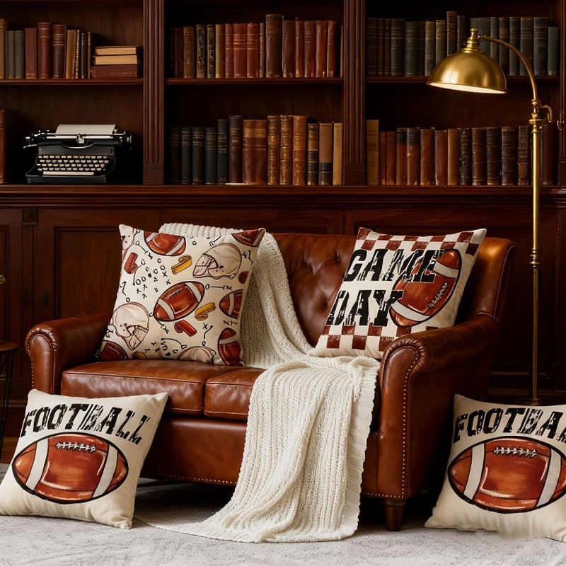 1pc American Football Design Double Sided Throw Pillow Cover Sports Themed Decorative Cushion Case For Living Room Bedroom Sofa - Image 1