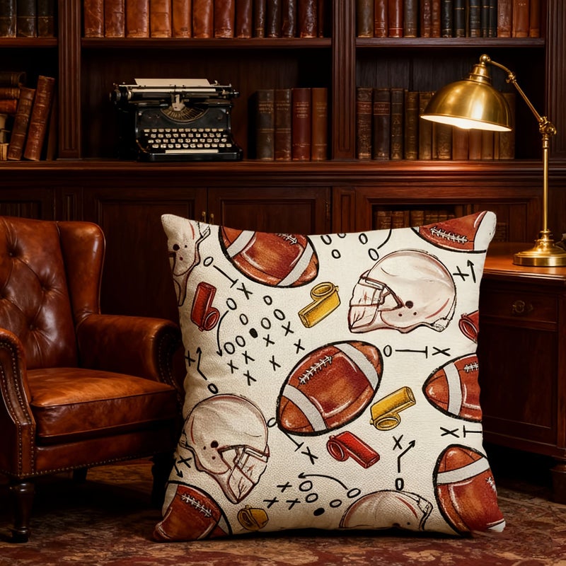 1pc American Football Design Double Sided Throw Pillow Cover Sports Themed Decorative Cushion Case For Living Room Bedroom Sofa - Image 5