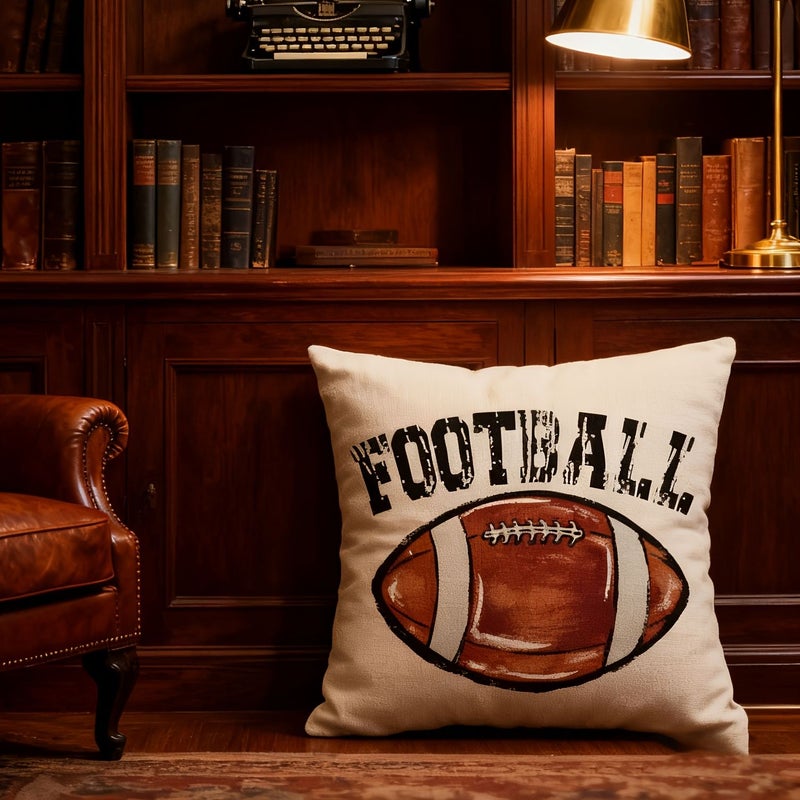 1pc American Football Design Double Sided Throw Pillow Cover Sports Themed Decorative Cushion Case For Living Room Bedroom Sofa - Image 2