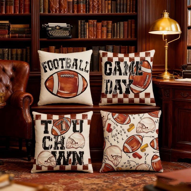 1pc American Football Design Double Sided Throw Pillow Cover Sports Themed Decorative Cushion Case For Living Room Bedroom Sofa - Image 3