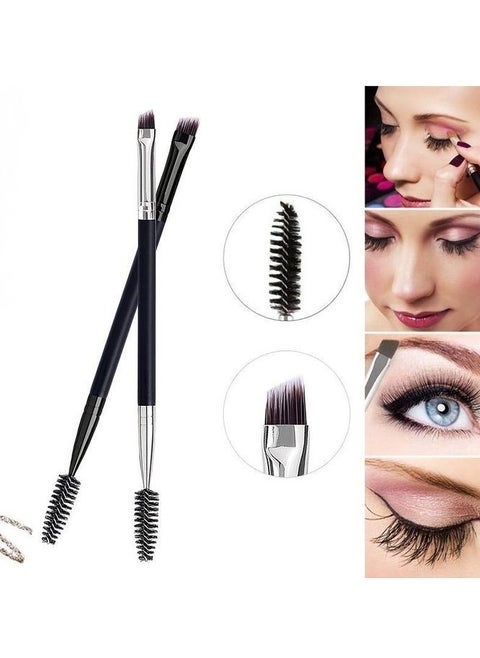 Duo Eye brow Brush, Angled Eyebrow and Spoolie Brush, Professional Angled Eye Brow Brush and Spoolie Brush, Multi-functional Mini Eyelash Brushes for Eyelashes Extensio Makeup Precision Application Multi-Colored
