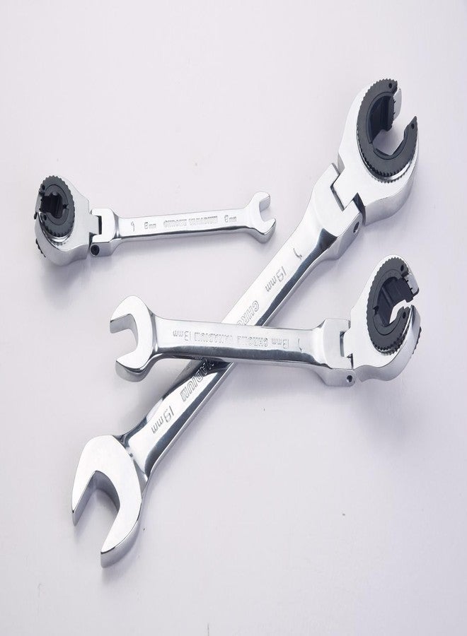 FLZOSPER 13mm Metric Fix Tubing Wrench，Flex-Head Gear Wrench, Ratcheting Fix Combination Wrench Spanner - Image 4