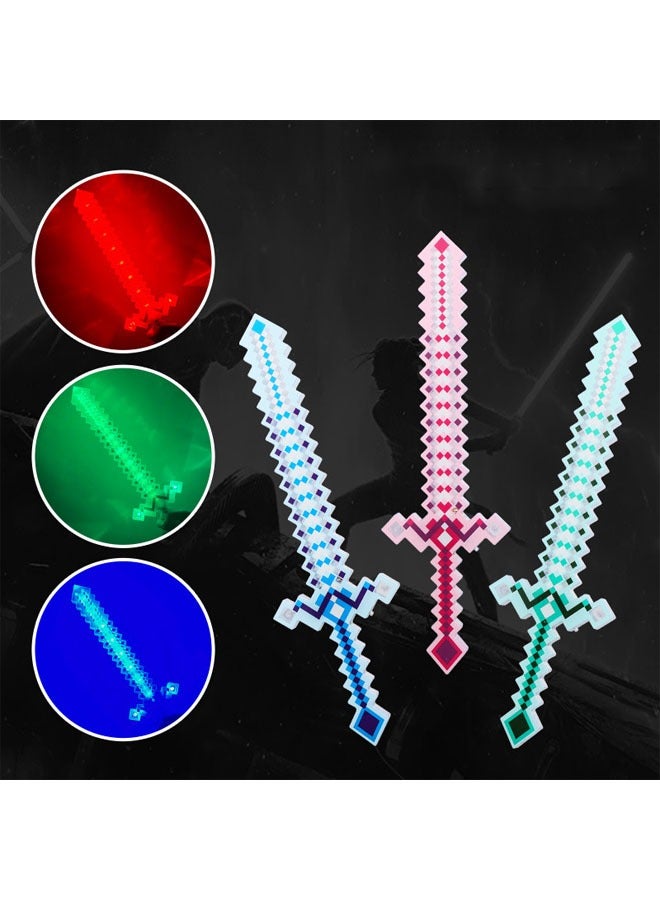 general 3-Pack Minecraft Glitter Sword LED Glowing Mosaic Toy Sword Kids Glitter Plaid Sword Toy with Induction Sound + Lights - Image 1