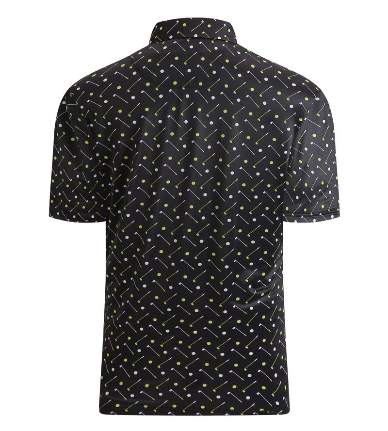 Alex Vando Mens Golf Shirt Moisture Wicking Quick-Dry Print Performance Polo Shirts for Men,Black Golf,L - Image 2