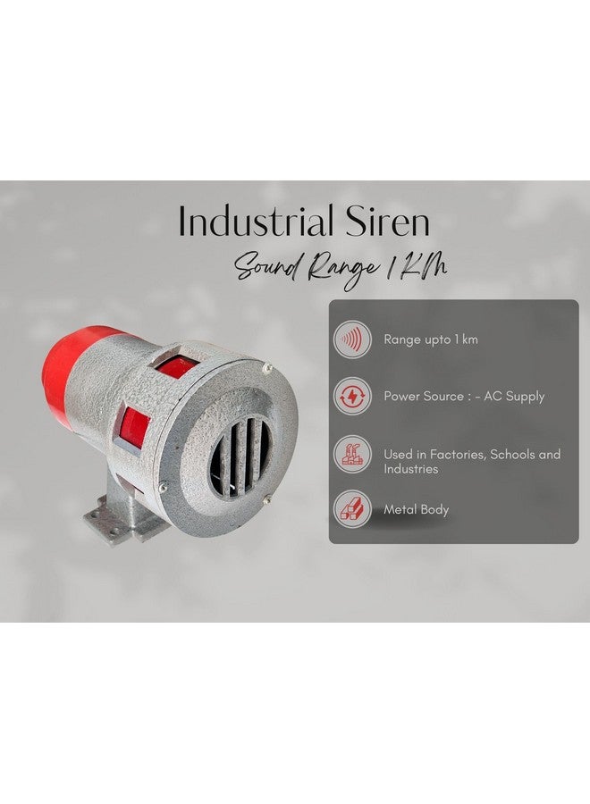 MME Loud Sound Industrial Siren 1 Km Sound Range (Metal,Grey) - Image 2