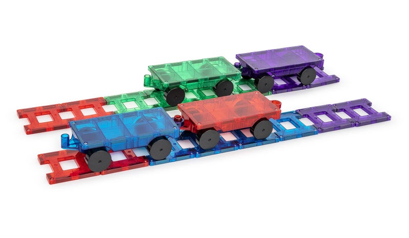Playmags Magnetic Tiles Train Set 20 Piece Accessory Set Includes 4 Trains Stronger Magnets Building Blocks AddOn STEM Toys for Kids - Image 2
