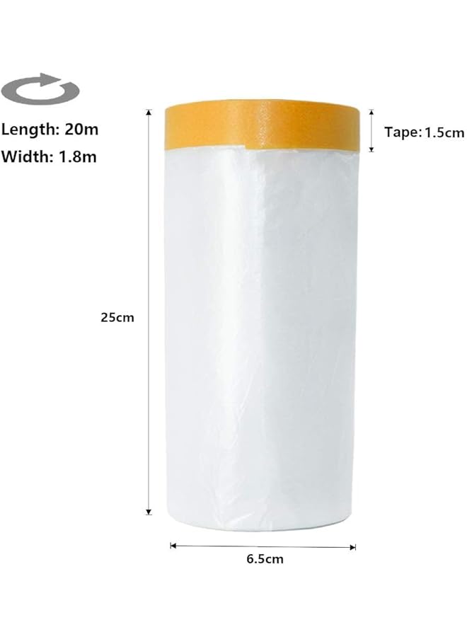 erorex 1.8M X 20M Plastic Painting Drop Film Feet Plastic Masking Furniture Tape Dust Proof Protective Film Roll Waterproof Wide Paper For Decorating Painting Cabinet Furniture Covering Carpet Floor Car - Image 2