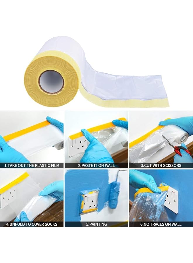 erorex 1.8M X 20M Plastic Painting Drop Film Feet Plastic Masking Furniture Tape Dust Proof Protective Film Roll Waterproof Wide Paper For Decorating Painting Cabinet Furniture Covering Carpet Floor Car - Image 4
