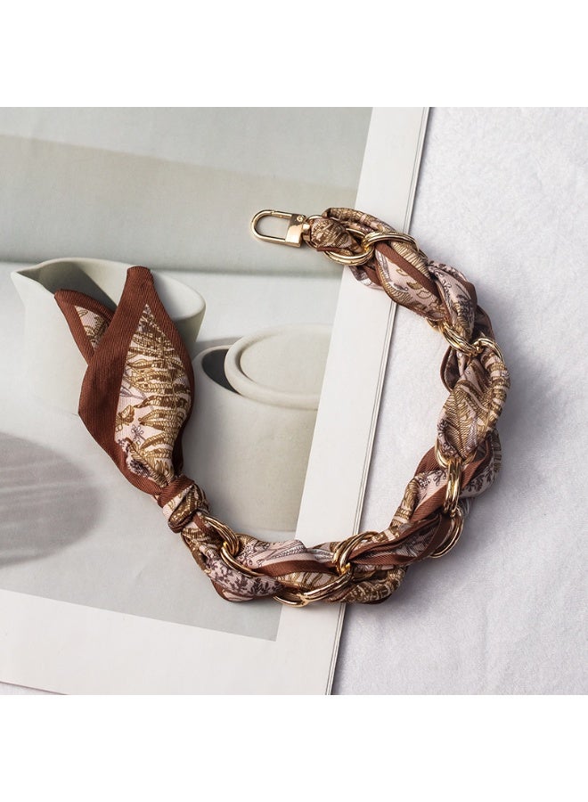 NIBEMINENT Beaded Phone Lanyard, Anti Lost Removable Wrist Strap, Short Sleeve Knitted Dress Bracelet Pendant, Phone Keychain Lanyard,2/Brown