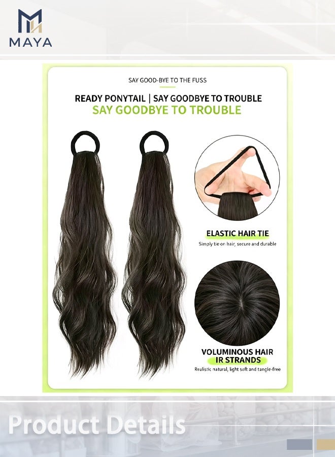 Maya Curly Ponytail Extension with Hair Tie,Natural Black,Synthetic Hair Pieces, 16 Inch Wave, Fake Ponytail Wigs, Accessories（Black） - Image 4