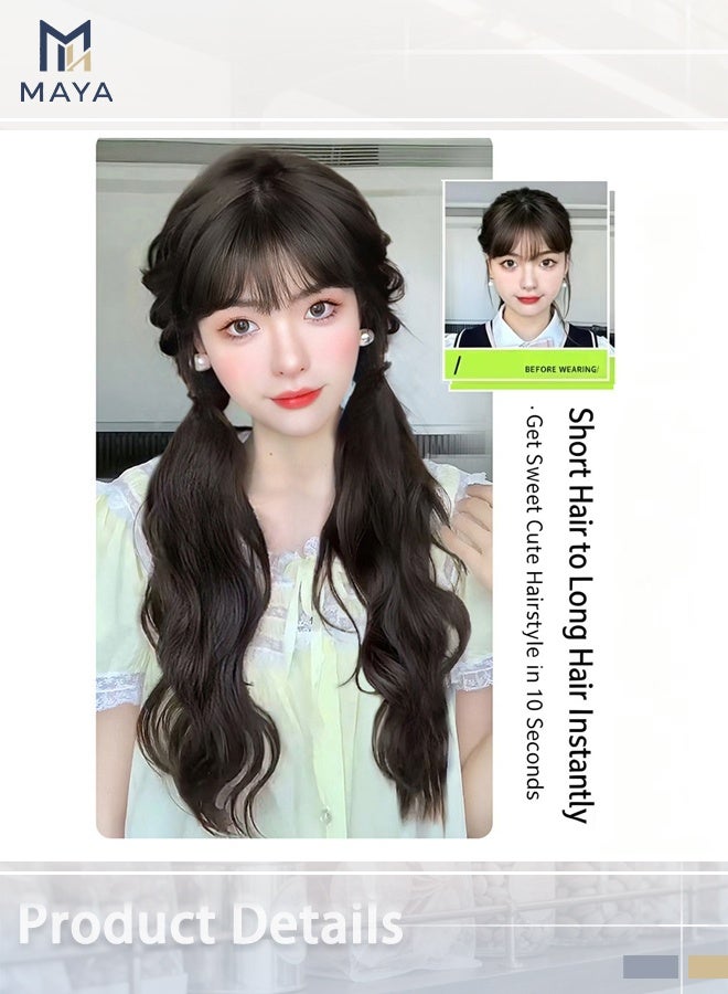 Maya Curly Ponytail Extension with Hair Tie,Natural Black,Synthetic Hair Pieces, 16 Inch Wave, Fake Ponytail Wigs, Accessories（Black） - Image 2