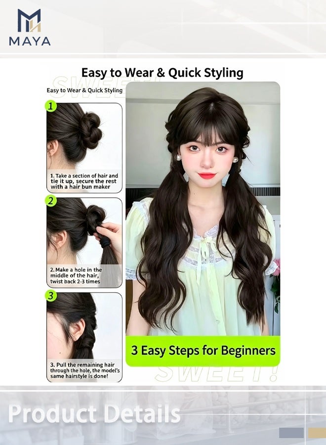 Maya Curly Ponytail Extension with Hair Tie,Natural Black,Synthetic Hair Pieces, 16 Inch Wave, Fake Ponytail Wigs, Accessories（Black） - Image 3