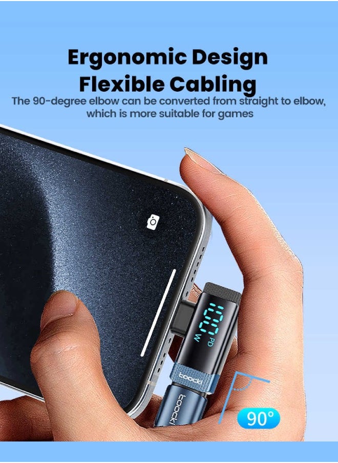 محول Toocki OTG من USB-C إلى USB-C بزاوية 90 درجة مع شاشة عرض للطاقة – شحن سريع ونقل بيانات – مصنوع من الألمنيوم، صغير الحجم ومتين (أسود)  - Image 5