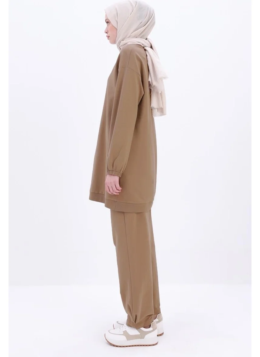 Allday Mink-Fringe Garnish Trouser Suit