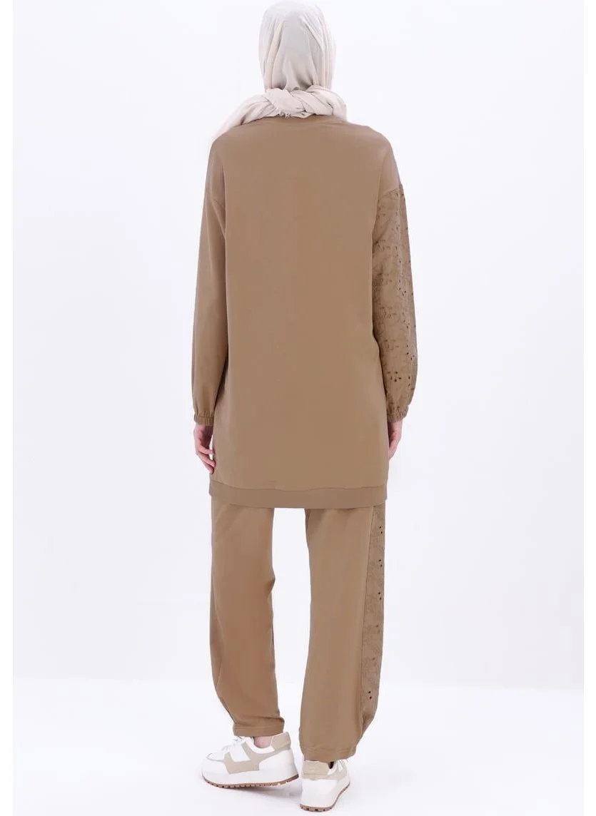 Allday Mink-Fringe Garnish Trouser Suit