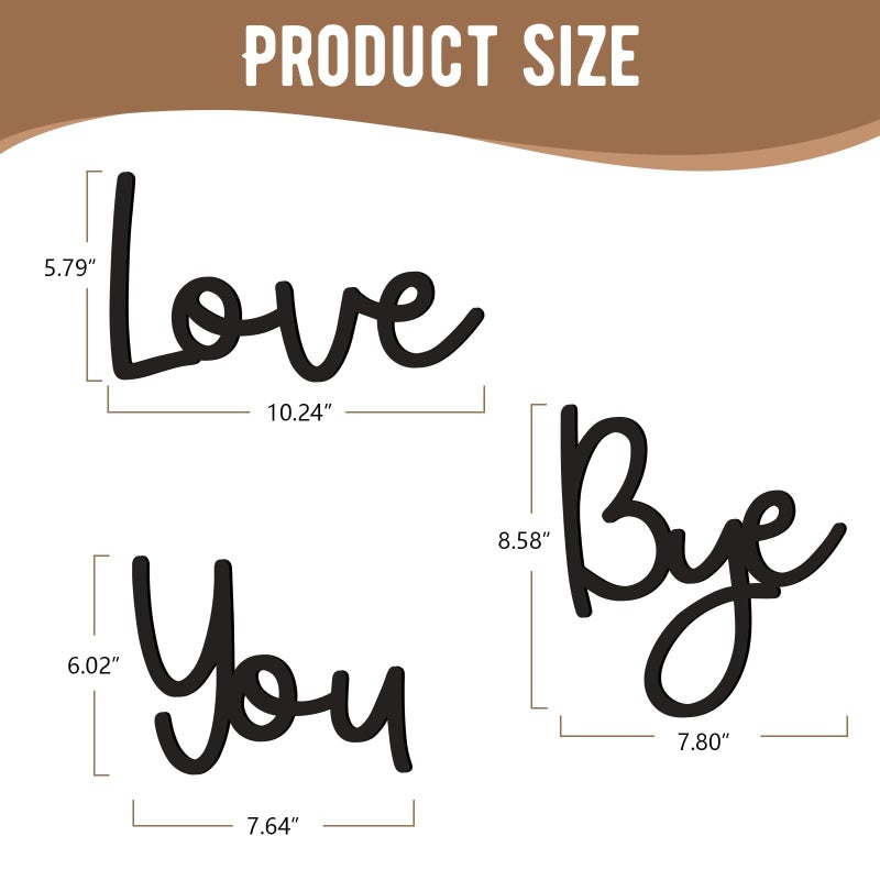 Dripykiaa Wall Decor 31.5 "Love You Bye Sign Signing Hanging Hallway Decoration Express Love و Warm for Family Lover زوجة زوجة المدخل المدخل للبن بوهو ديكور - Image 2