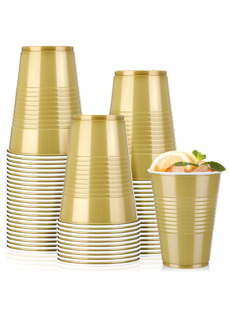 Mifoci Mifoci 50 Pcs 16 oz Plastic Drinking Cups Plastic Disposable Cups for Wedding graduation Birthday Party Valentine Christmas Picnics Barbecues Supplies(Gold)  - Image 1