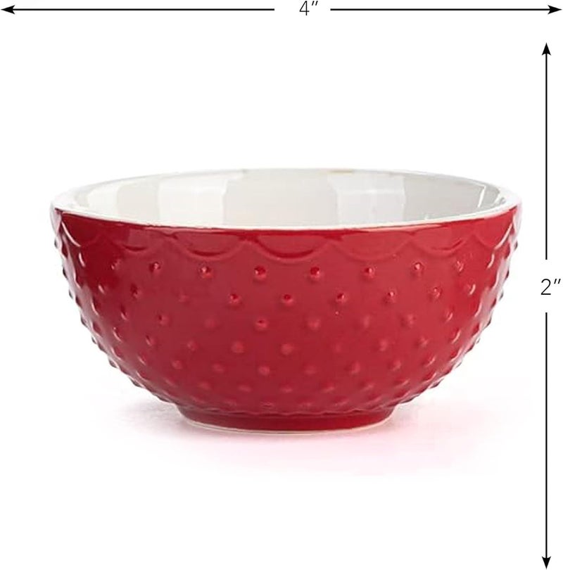 DEMDACO Full Of Cheer Red Green and White 7 Ounce Ceramic Christmas Baking Bowls Set of 3 - Image 2