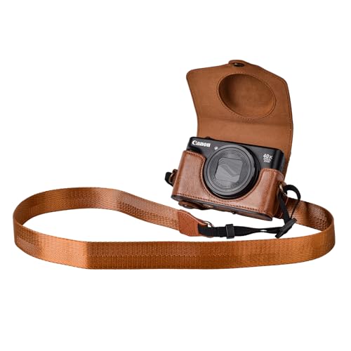 kinokoo Case for Canon PowerShot SX720 HS/SX730 HS/SX740 HS Digital Camera - PU Leather SX740 HS Protective Case Easy Carrying Bag with Adjustable Shoulder Strap - Brown - Image 1