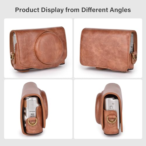 kinokoo Case for Canon PowerShot SX720 HS/SX730 HS/SX740 HS Digital Camera - PU Leather SX740 HS Protective Case Easy Carrying Bag with Adjustable Shoulder Strap - Brown - Image 3