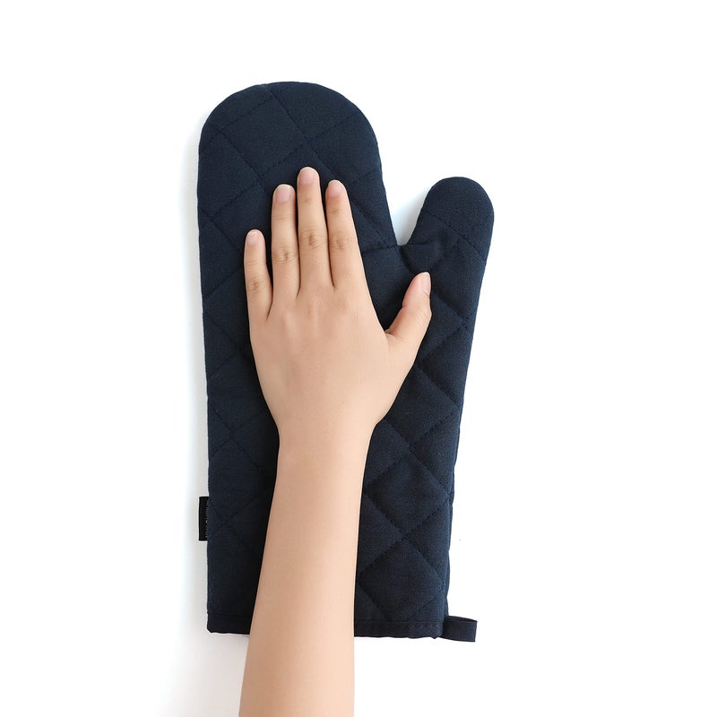 M MIAOYAN Oven Mitts and Pot Holders 4 pcs Set High Heat Resistant 500 Degree Extra Thicken Long Kitchen Cotton Oven Glove for Cooking (12 Inch Deep Blue) - Image 5